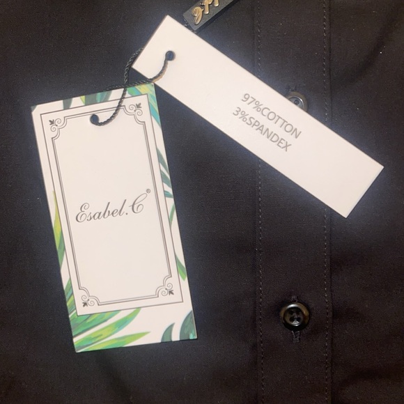 NWT Esabel.C Womens Button Down Long Sleeve Regular Fit Stretch Work Blouse - Picture 4 of 9